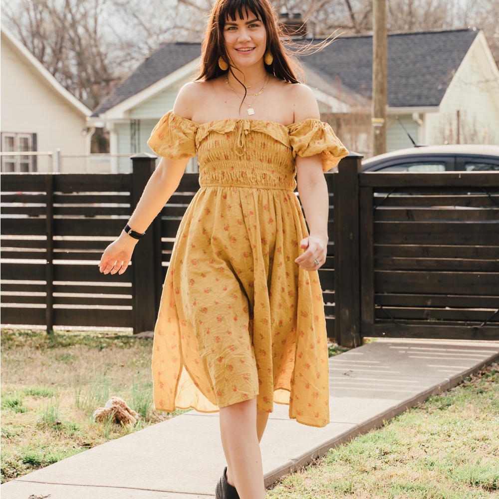 Off the shoulder flower dress